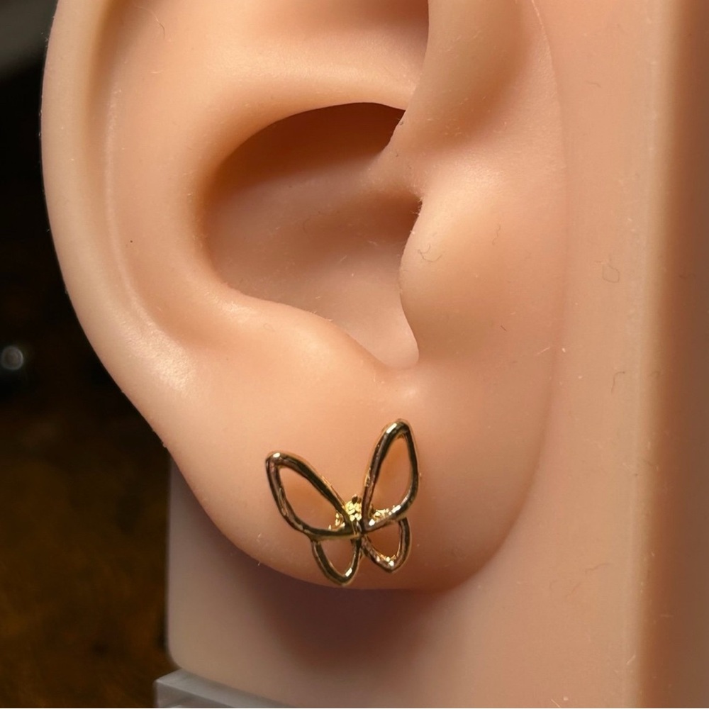 Gold Butterfly Outline Stud Earrings for Women